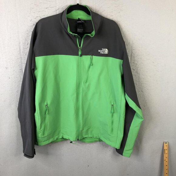 The North Face Softshell Jacket Mens XL Green Gray Full Zip Chest Pocket Logo - Picture 1 of 16